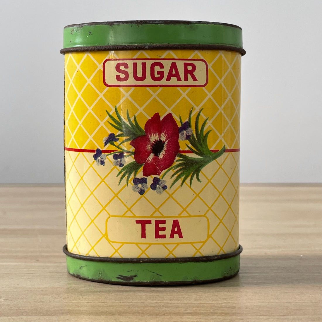 WWII Tea and Sugar Ration Tin – Vintage Military Issue Canister, 1940s