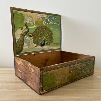 Antique Backhouse’s Ideal Chocolates Wooden Box – York, Early 1900s