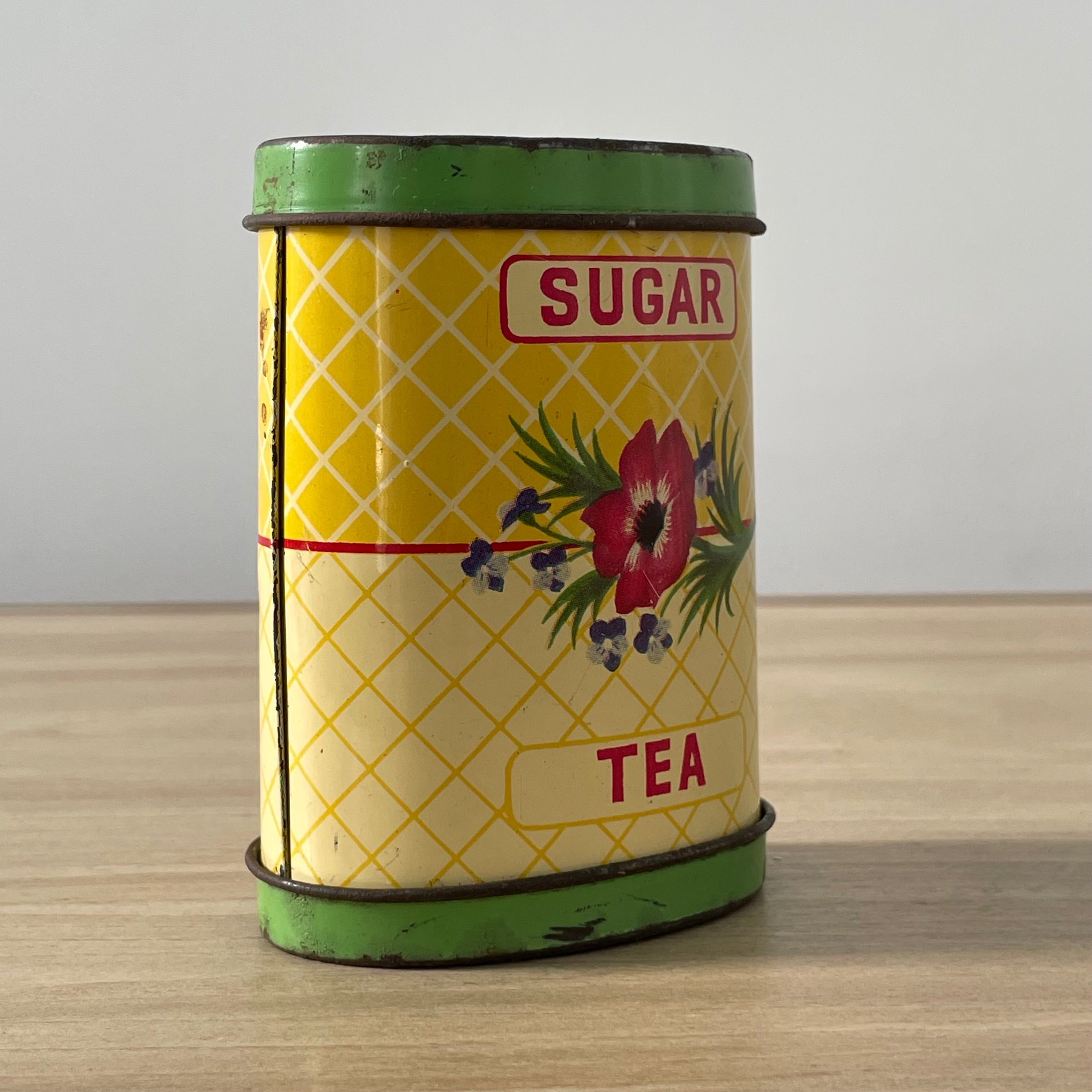 WWII Tea and Sugar Ration Tin – Vintage Military Issue Canister, 1940s