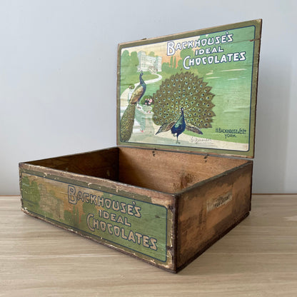 Antique Backhouse’s Ideal Chocolates Wooden Box – York, Early 1900s