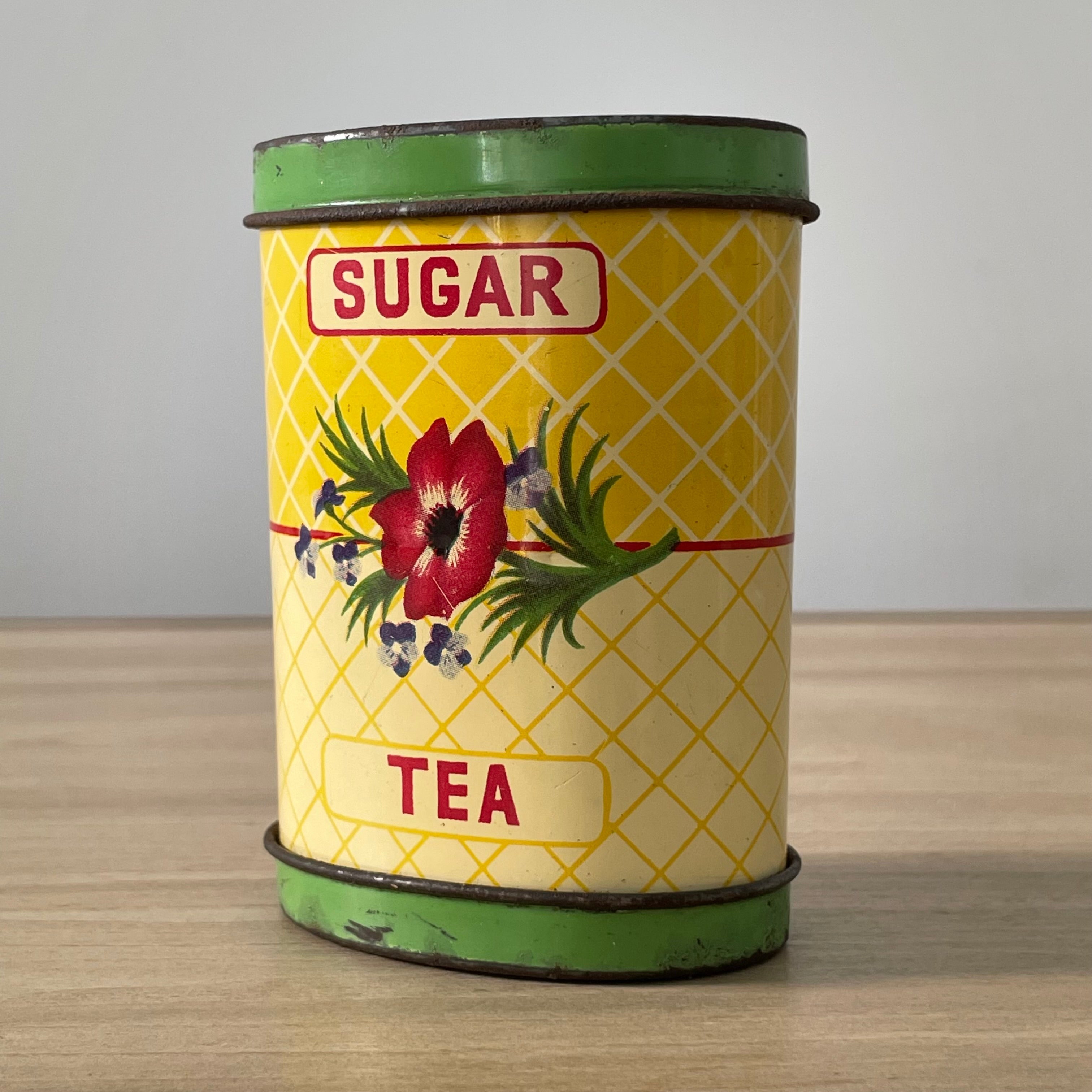 WWII Tea and Sugar Ration Tin – Vintage Military Issue Canister, 1940s