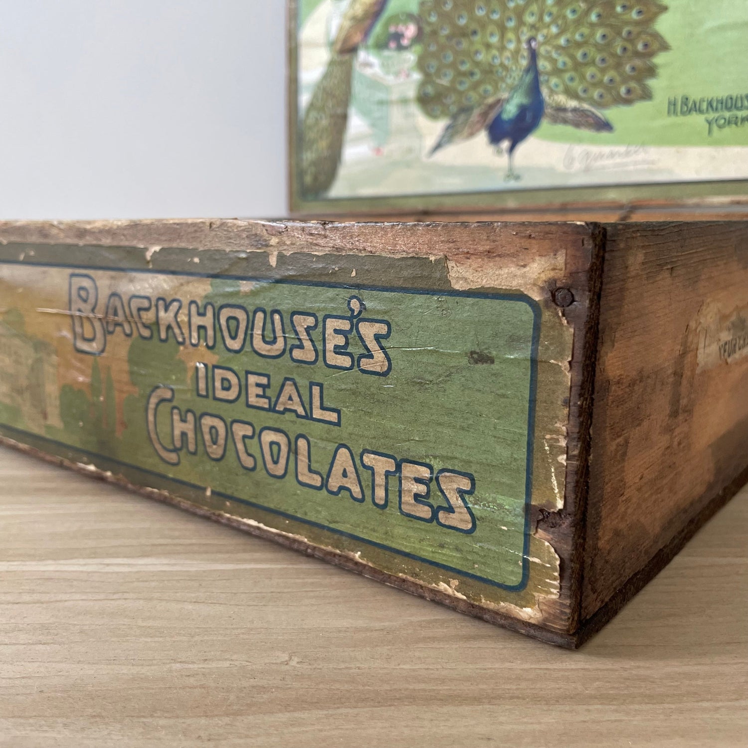 Antique Backhouse’s Ideal Chocolates Wooden Box – York, Early 1900s
