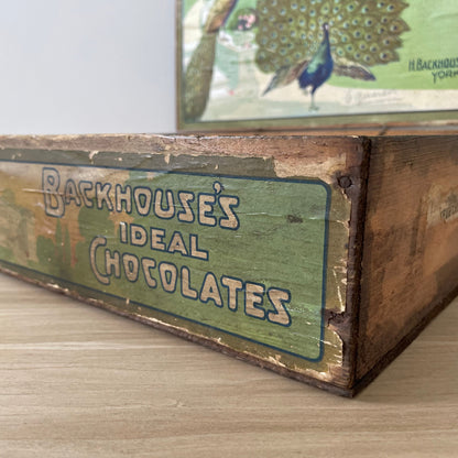 Antique Backhouse’s Ideal Chocolates Wooden Box – York, Early 1900s