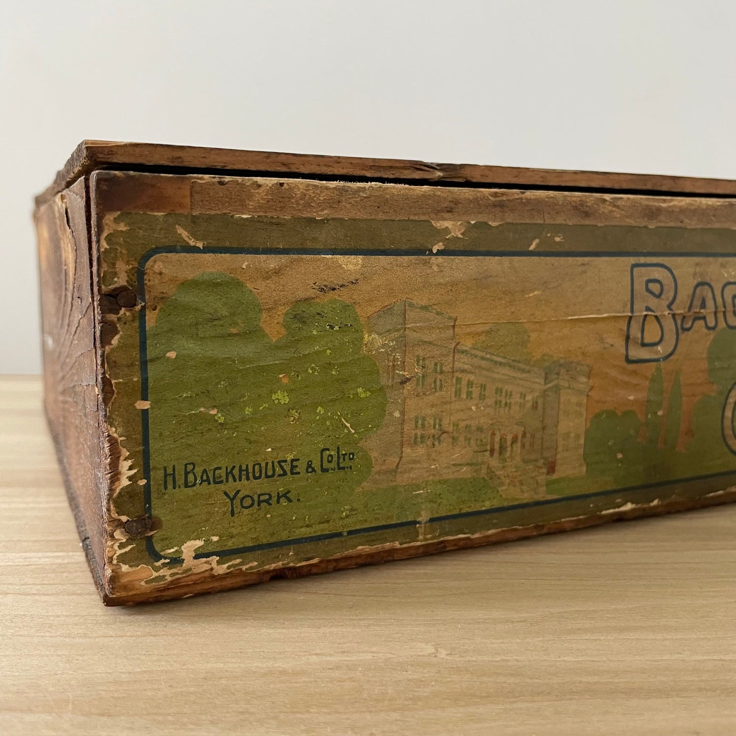 Antique Backhouse’s Ideal Chocolates Wooden Box – York, Early 1900s
