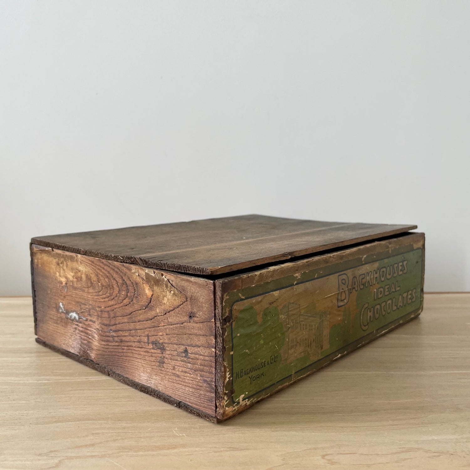 Antique Backhouse’s Ideal Chocolates Wooden Box – York, Early 1900s
