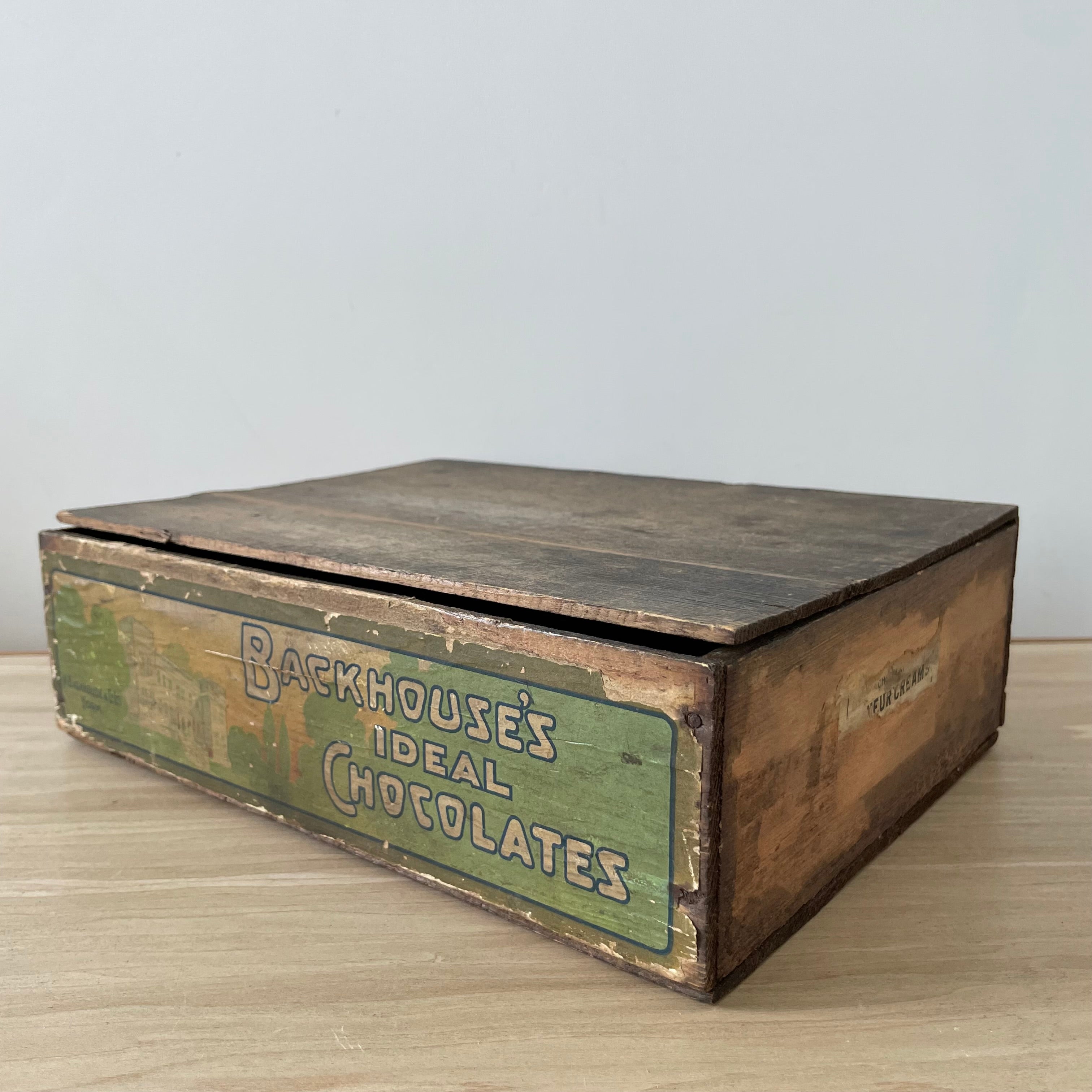 Antique Backhouse’s Ideal Chocolates Wooden Box – York, Early 1900s