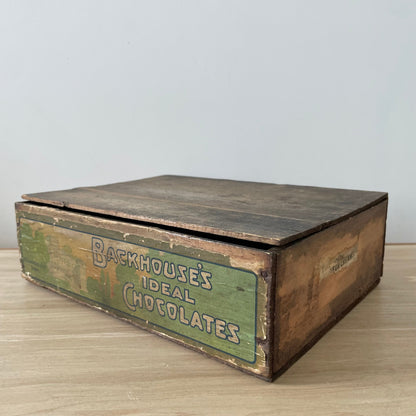 Antique Backhouse’s Ideal Chocolates Wooden Box – York, Early 1900s