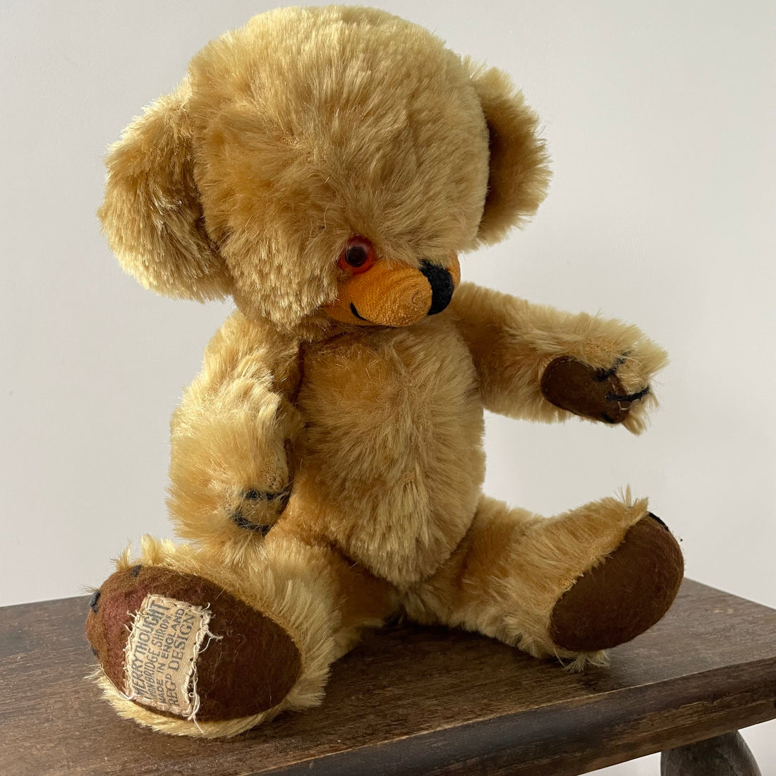 Vintage Merrythought Cheeky Bear Mohair Teddy 1960s 1970s Bells in Ears Label