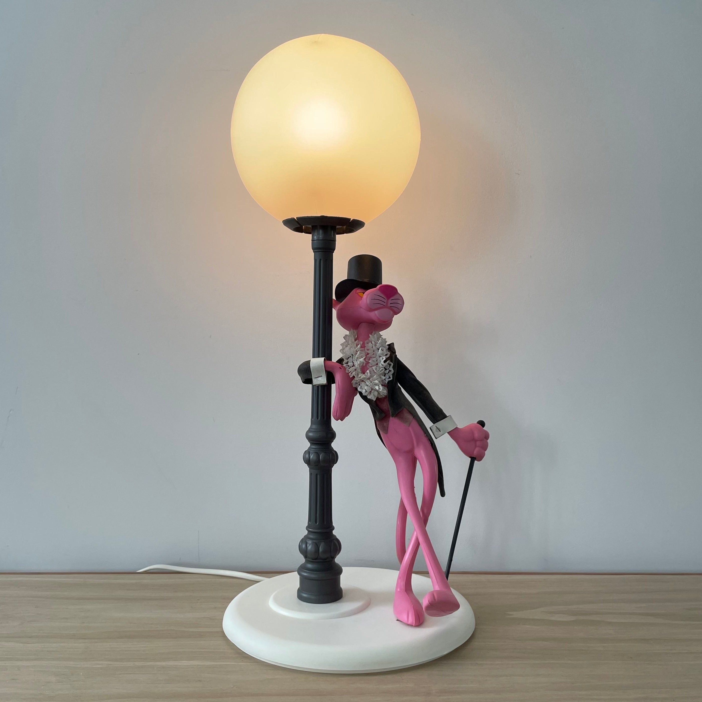 Vintage Italian Pink Panther Table Lamp with Lamppost – 1970s Retro