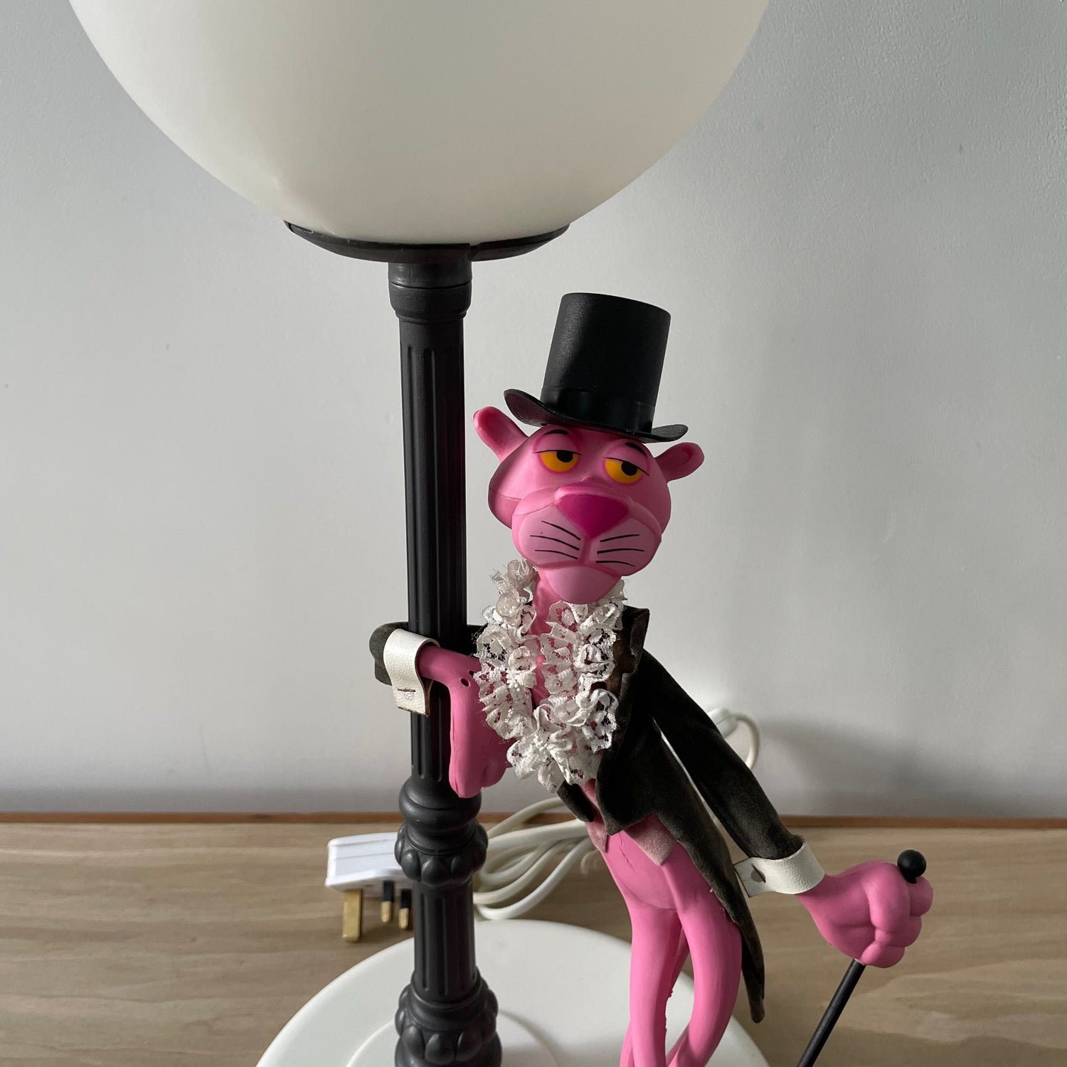 Vintage Italian Pink Panther Table Lamp with Lamppost – 1970s Retro