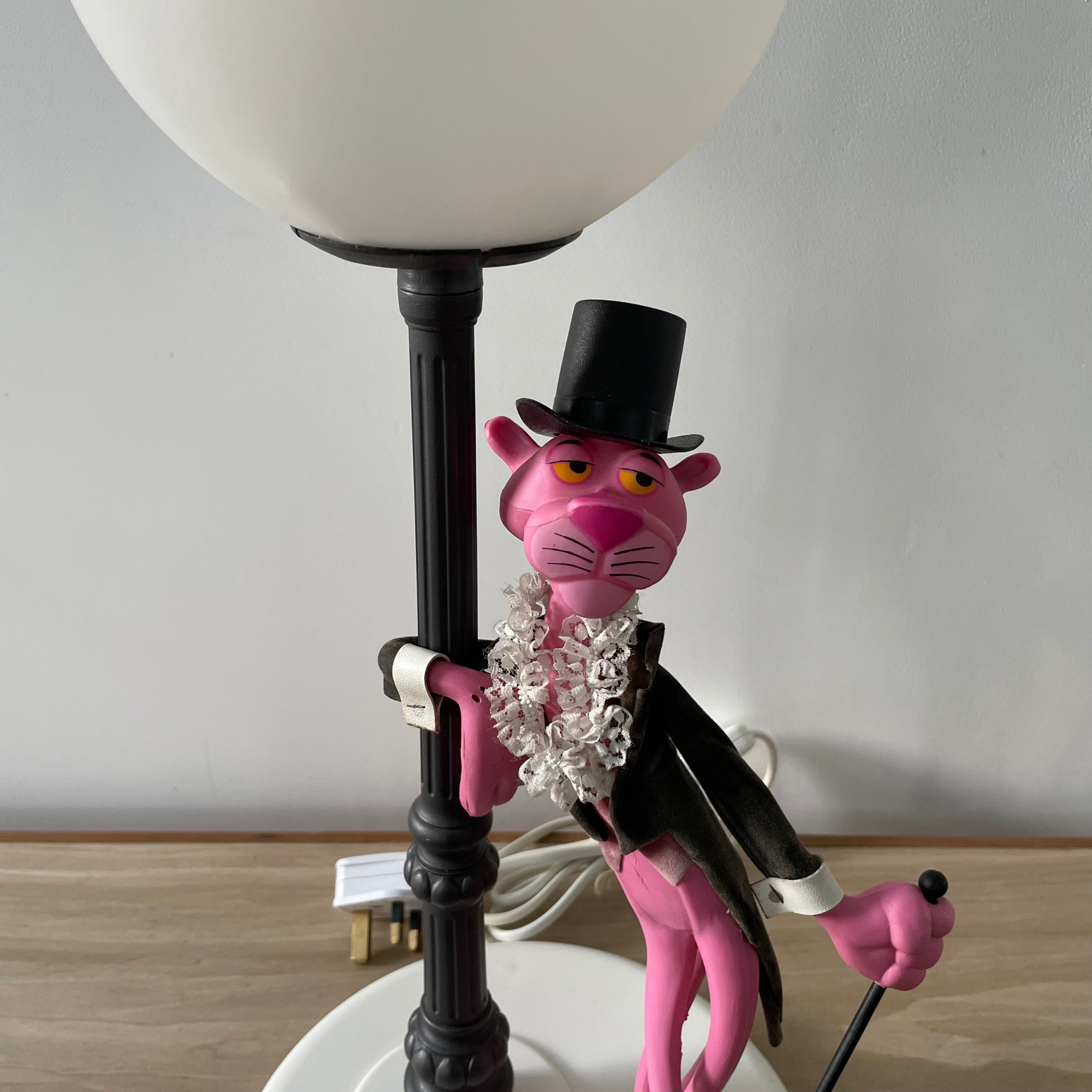 Vintage Italian Pink Panther Table Lamp with Lamppost – 1970s Retro