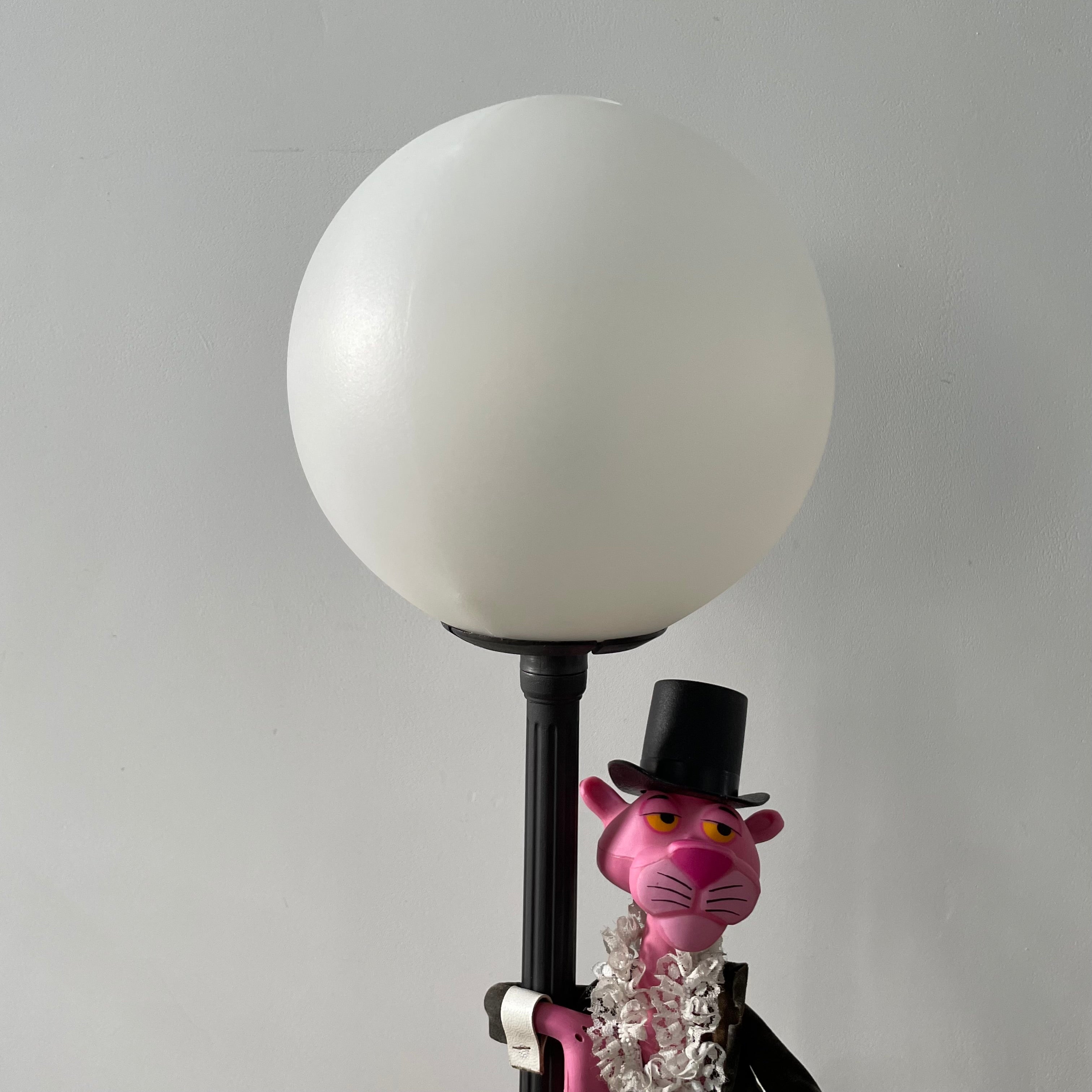Vintage Italian Pink Panther Table Lamp with Lamppost – 1970s Retro