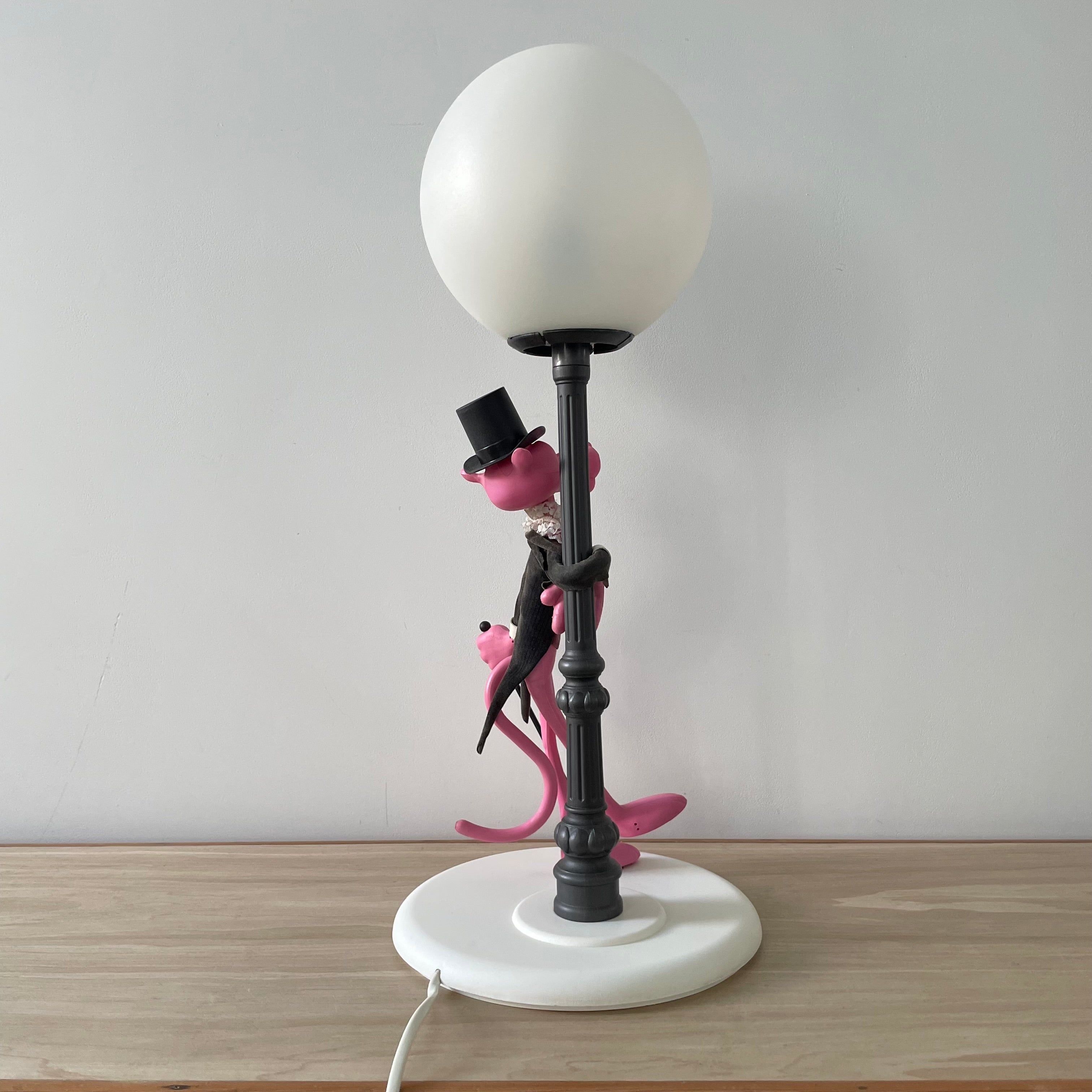 Vintage Italian Pink Panther Table Lamp with Lamppost – 1970s Retro