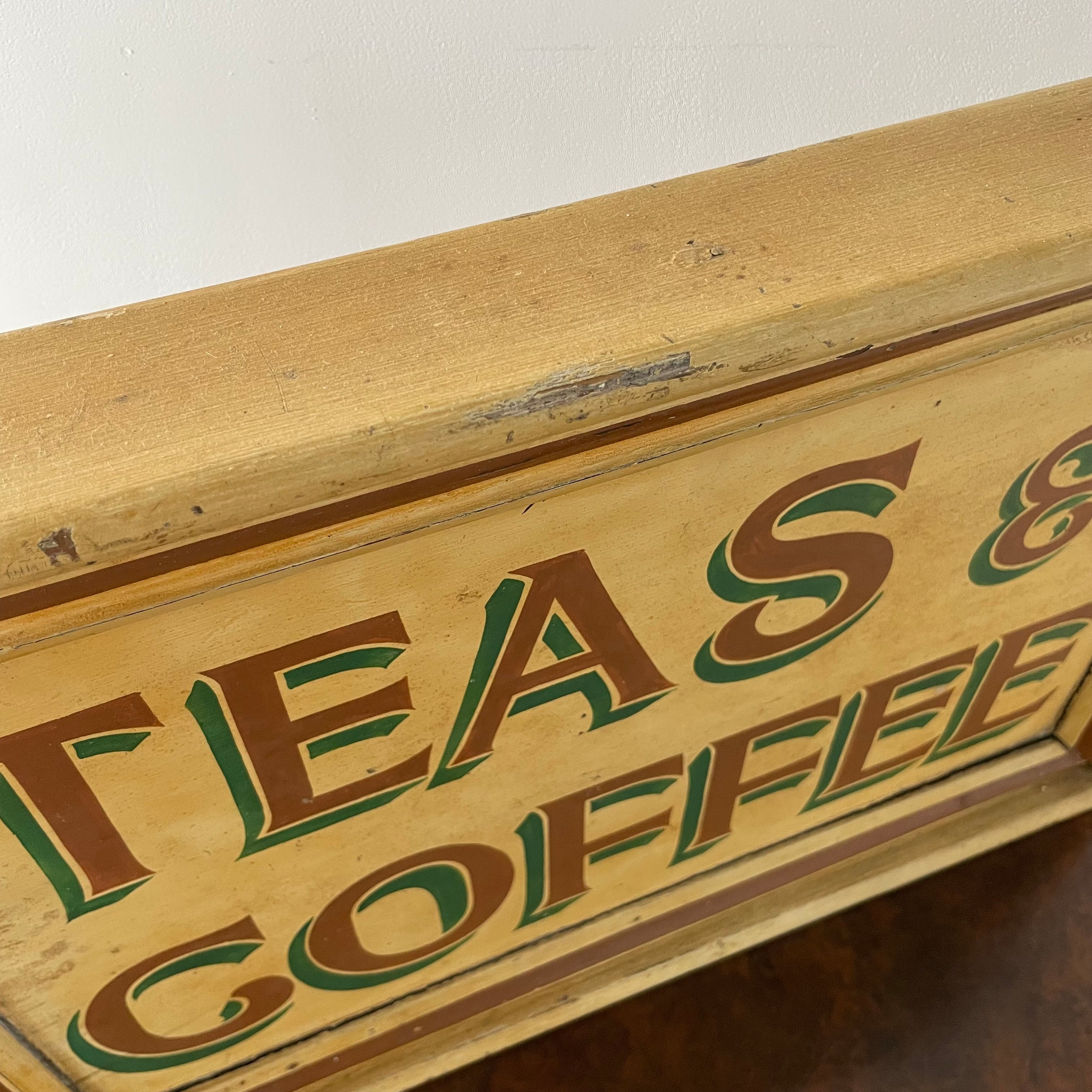 Antique Wooden Double-Sided Shop Sign – Teas &amp; Coffee, c.1900