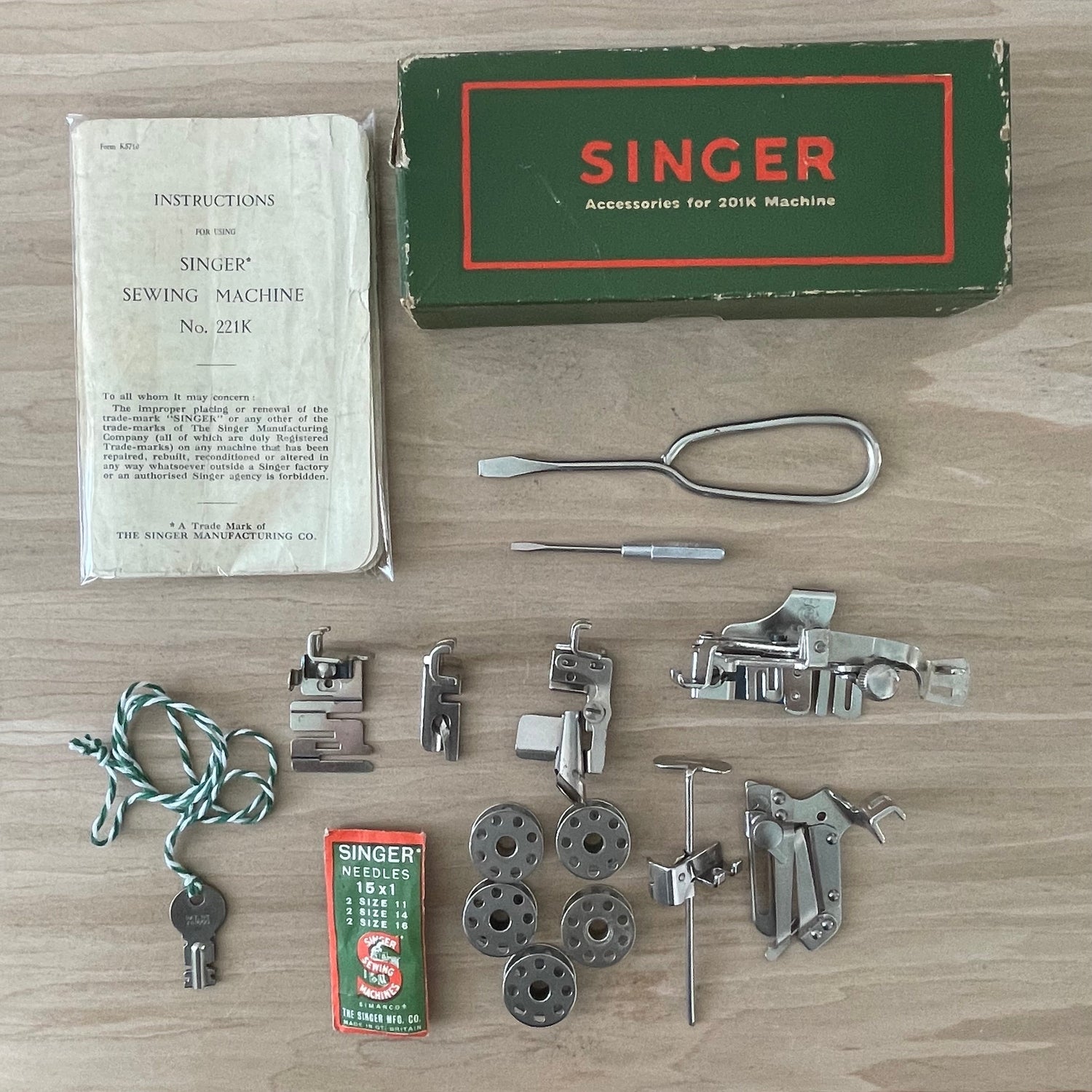 Singer 221K Featherweight Sewing Machine – 1951 Centennial Edition – With Case &amp; Accessories