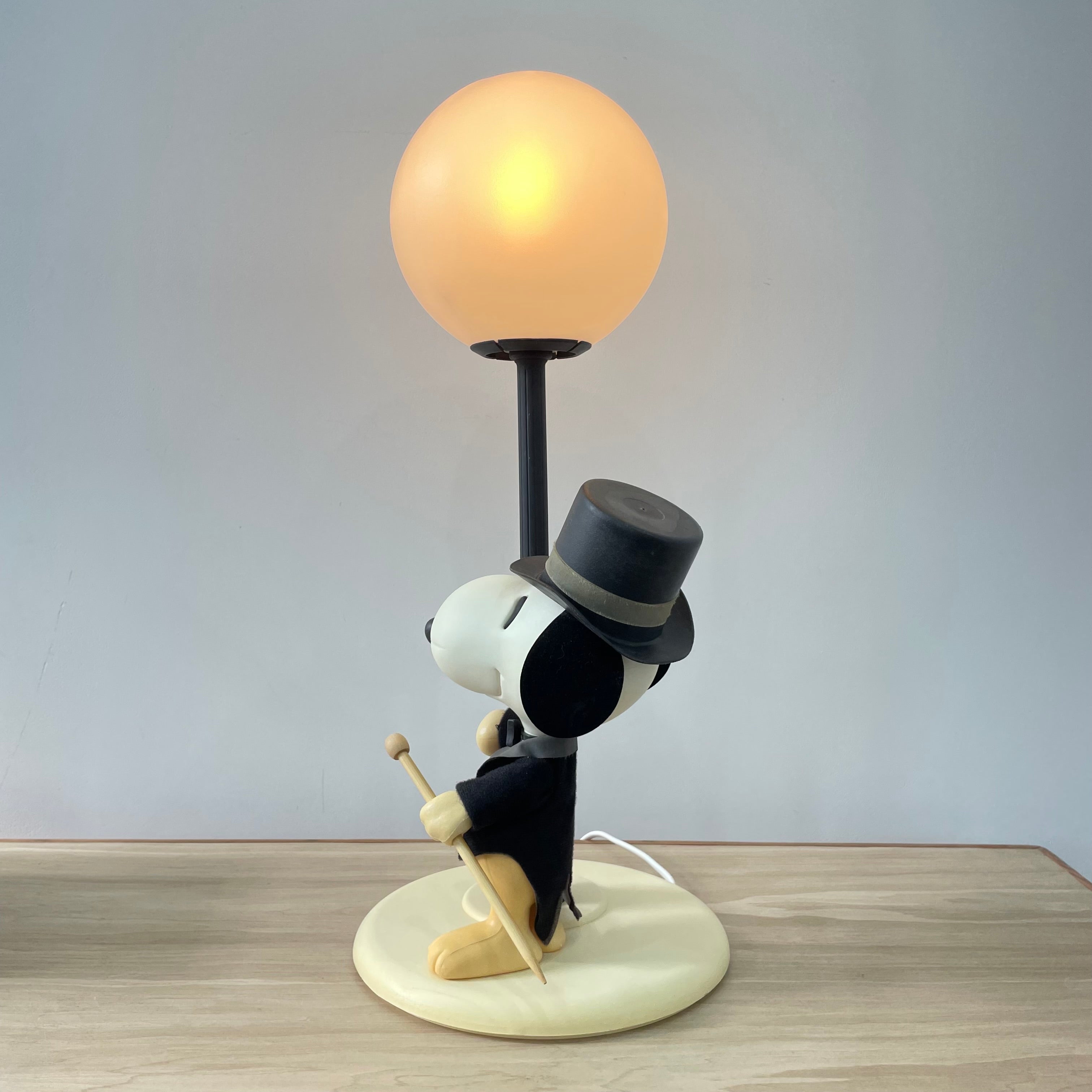 Vintage 1970s Nuova Linea Zero Snoopy Lamp Italy - Peanuts Top Hat Cane Light