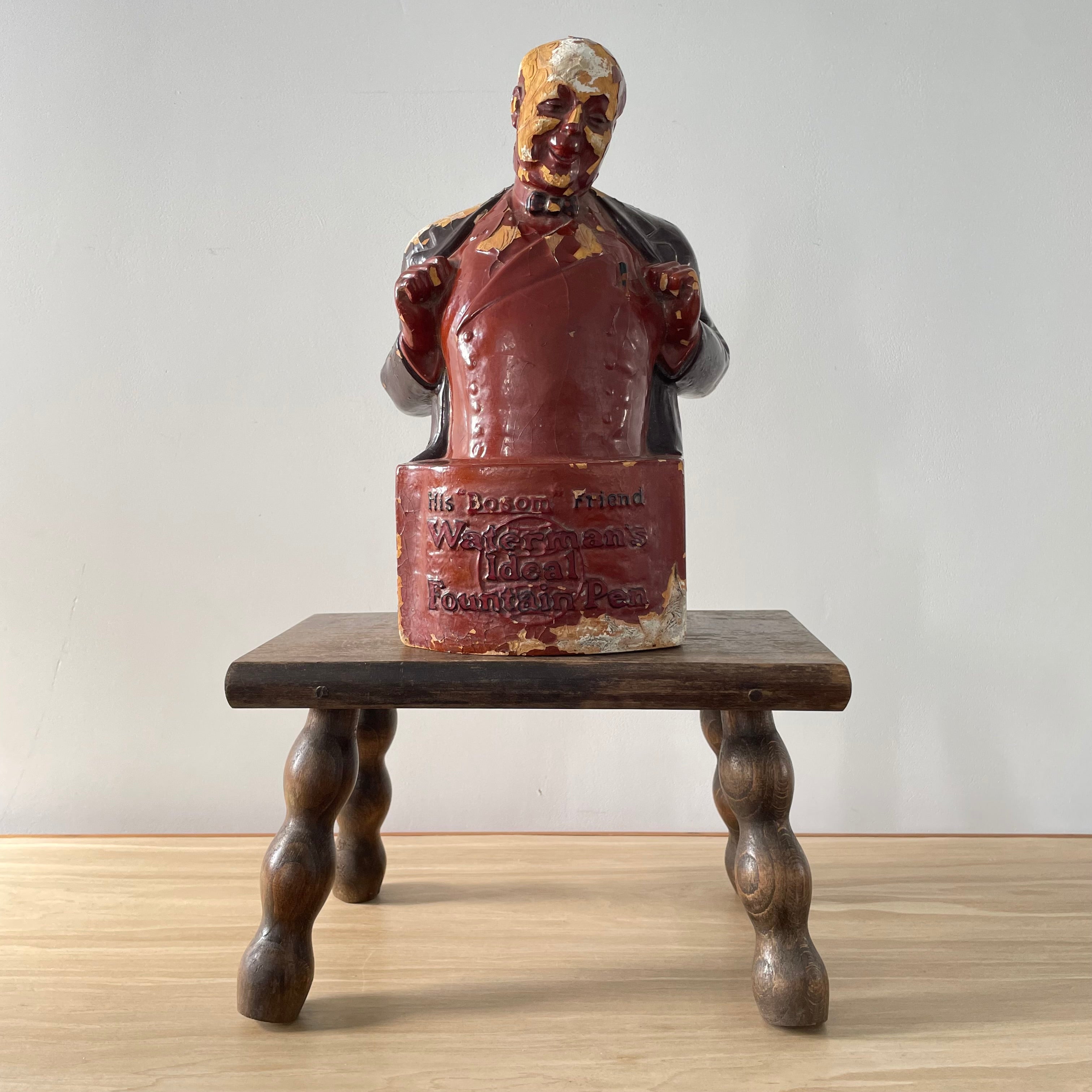 Antique Waterman’s “His Bosom Friend” Advertising Figure – Early 20th Century Plaster Bust