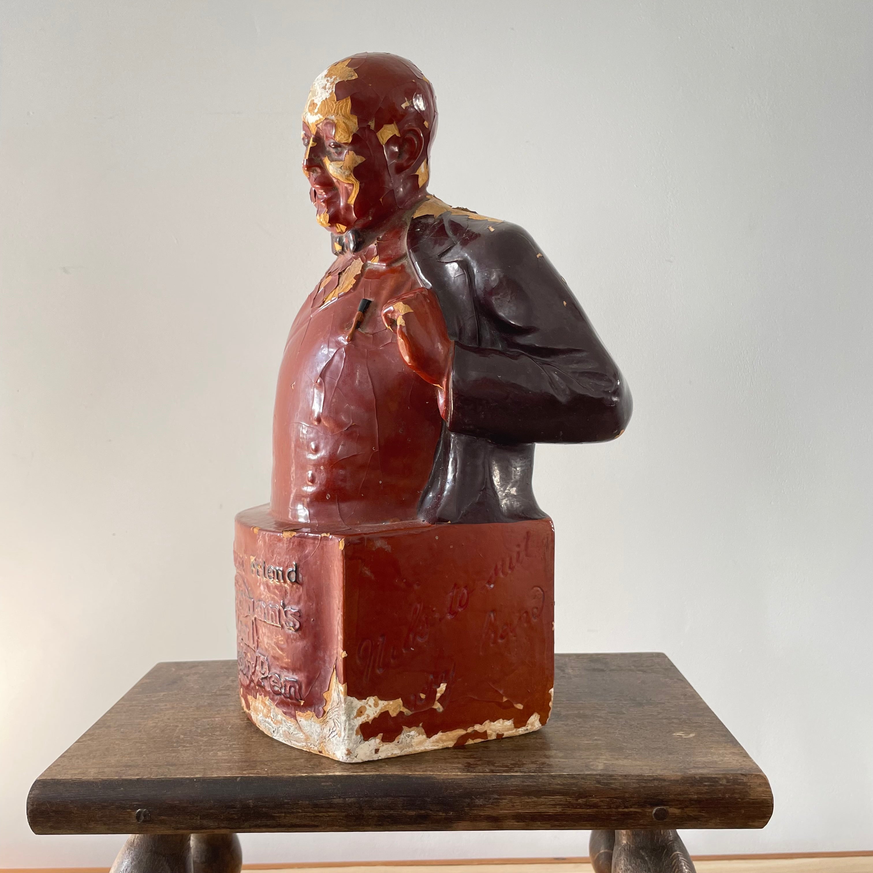 Antique Waterman’s “His Bosom Friend” Advertising Figure – Early 20th Century Plaster Bust