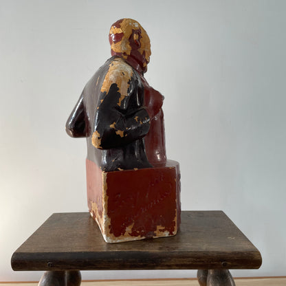 Antique Waterman’s “His Bosom Friend” Advertising Figure – Early 20th Century Plaster Bust