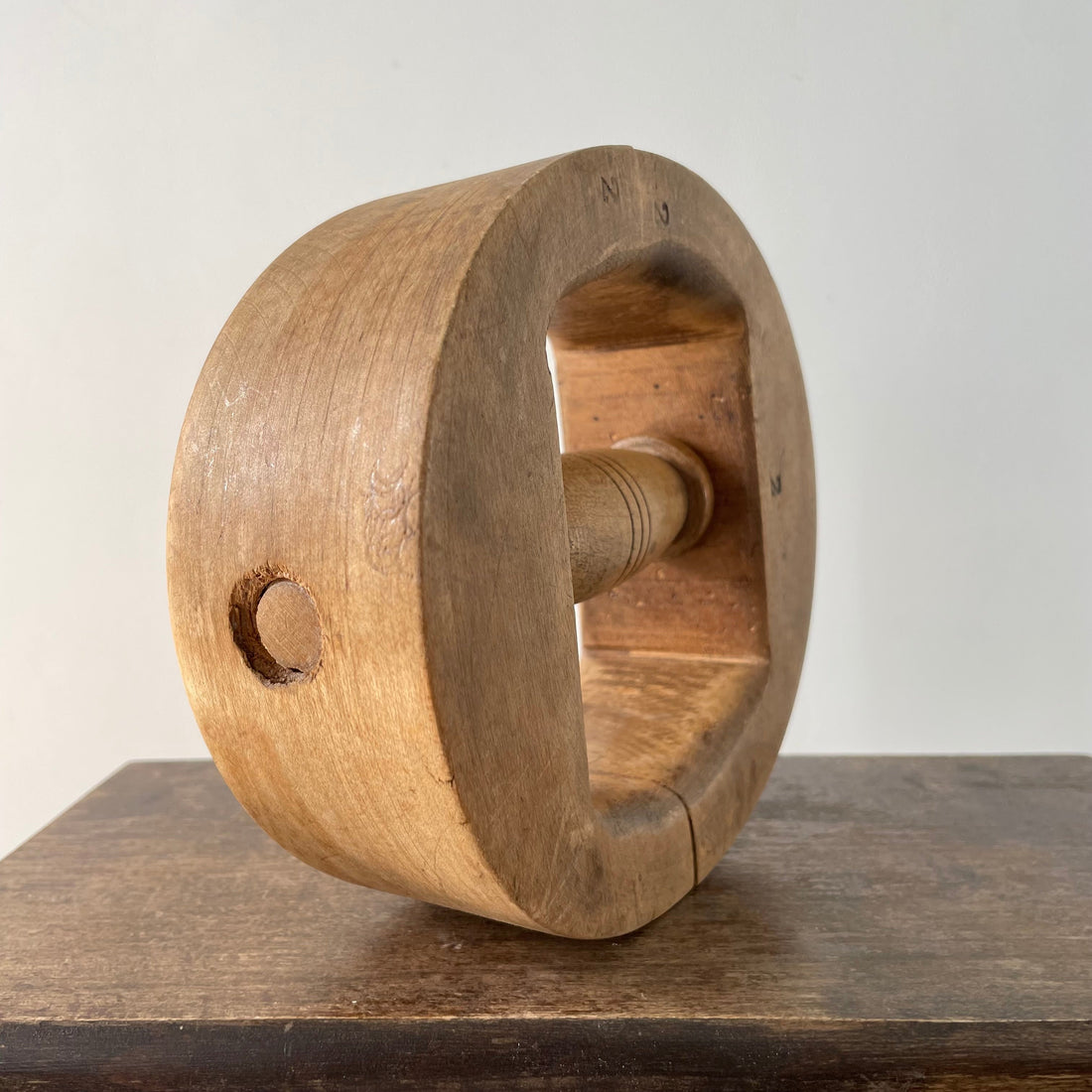 Antique Wooden Hat Stretcher with Turned Handle, Early 20th Century