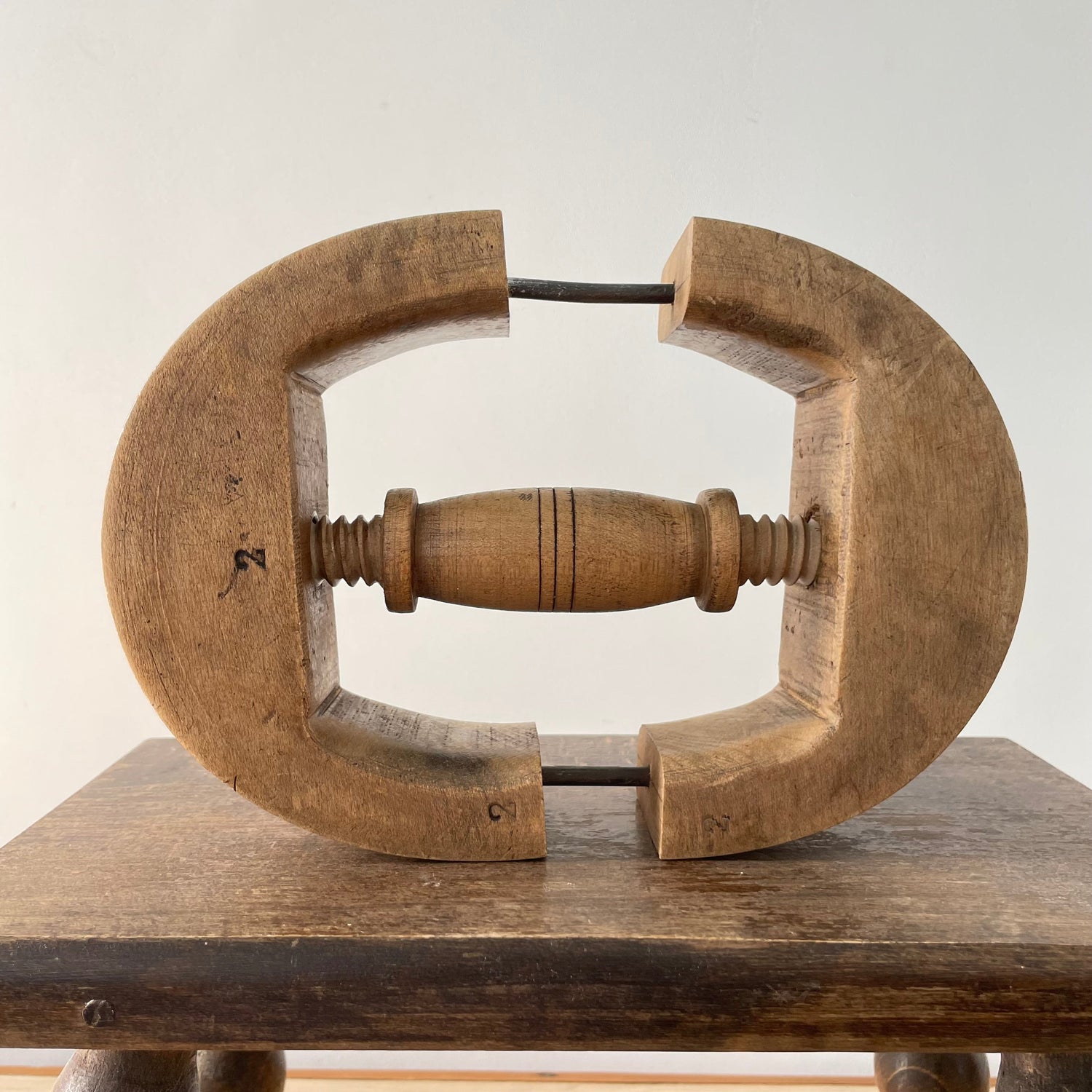 Antique Wooden Hat Stretcher with Turned Handle, Early 20th Century