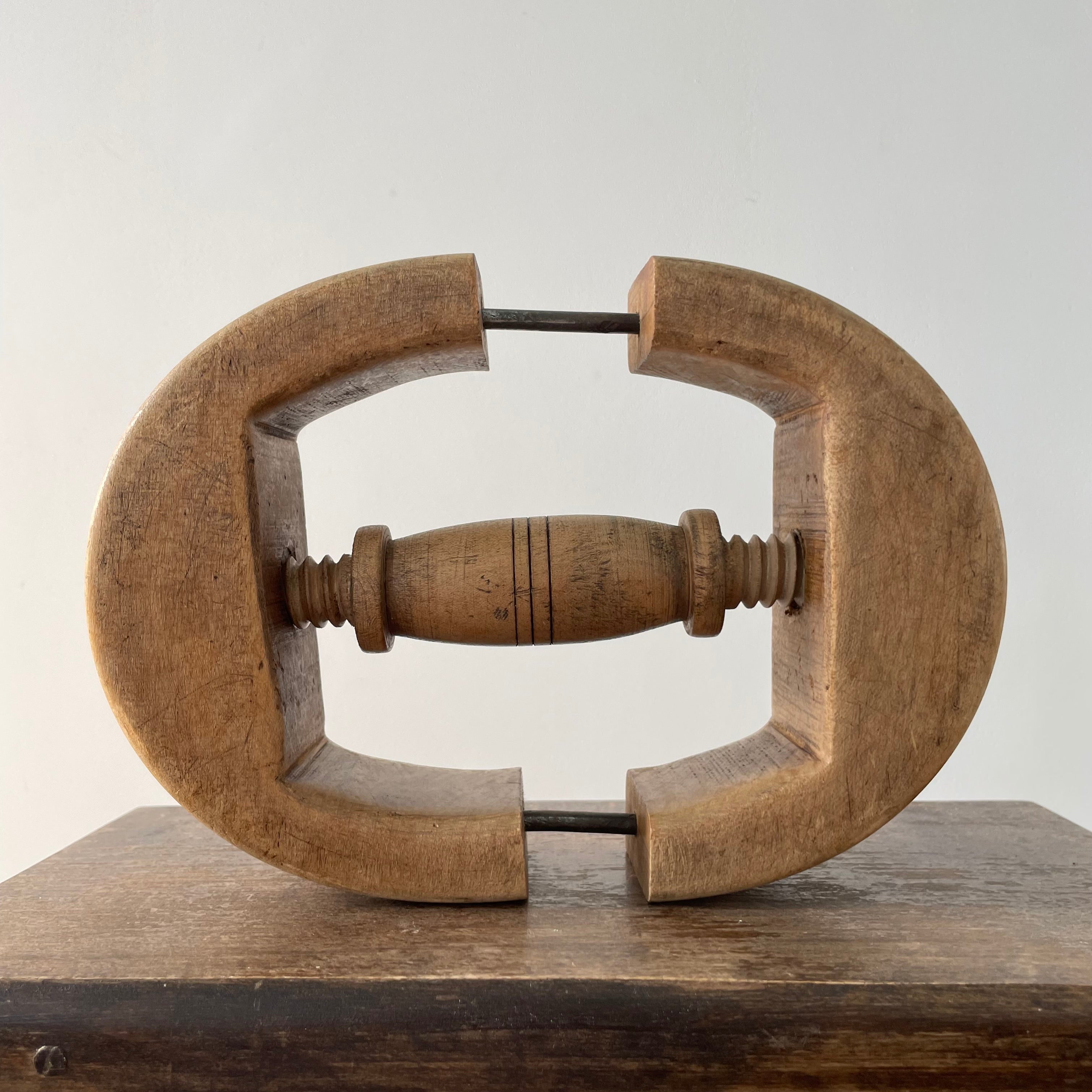 Antique Wooden Hat Stretcher with Turned Handle, Early 20th Century