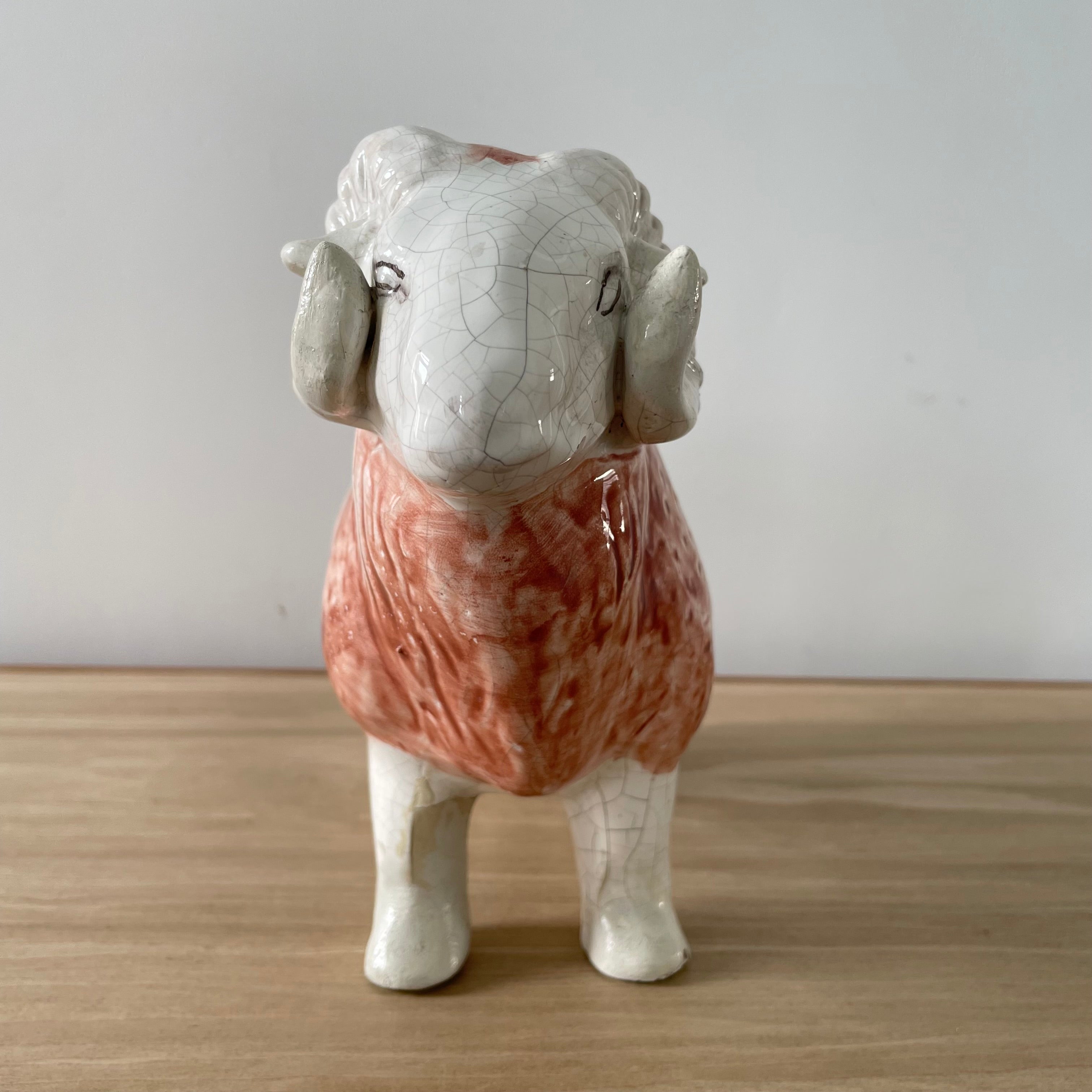 Original Antique Staffordshire Pottery Ram Figure – Butcher’s Shop Window Display c.1910