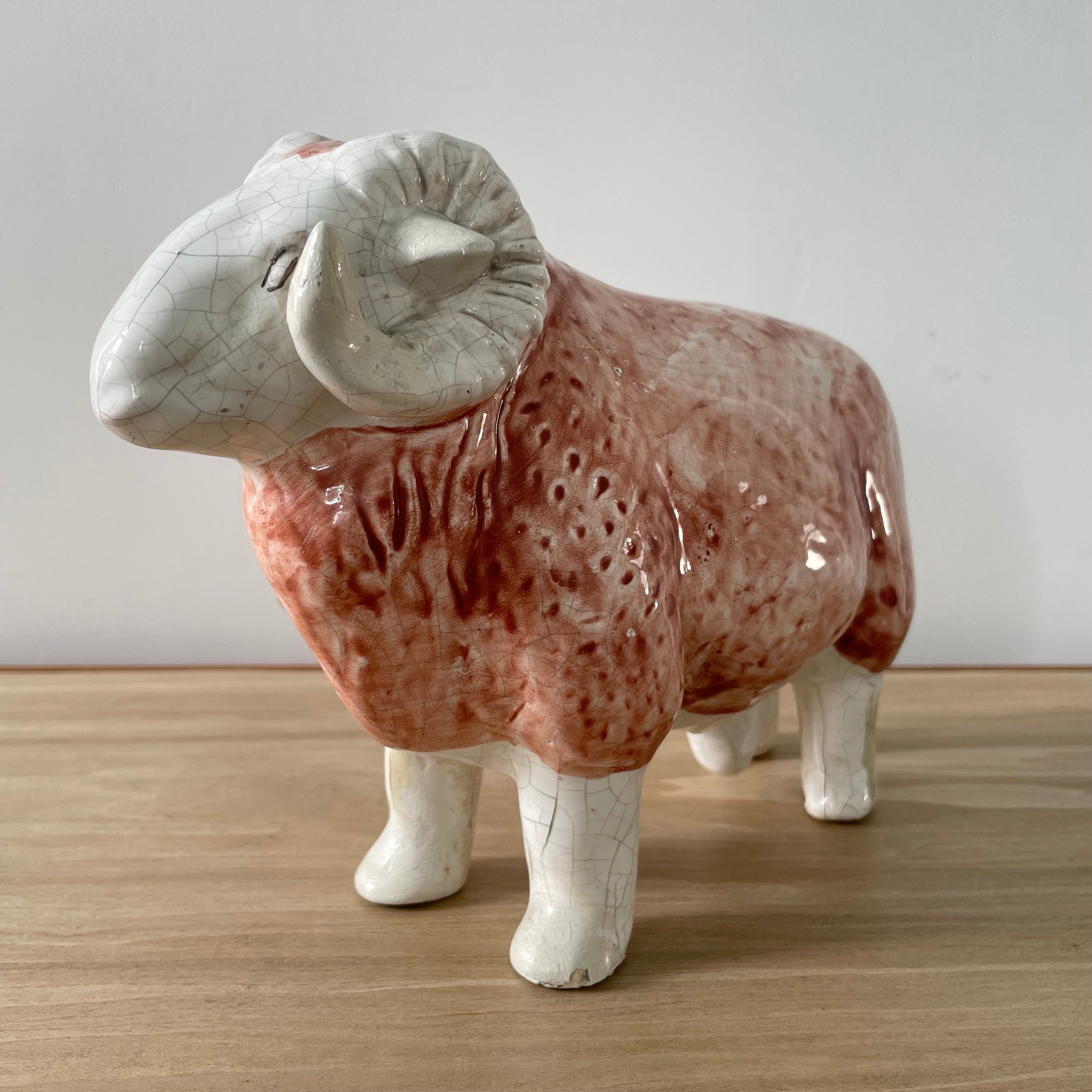 Original Antique Staffordshire Pottery Ram Figure – Butcher’s Shop Window Display c.1910