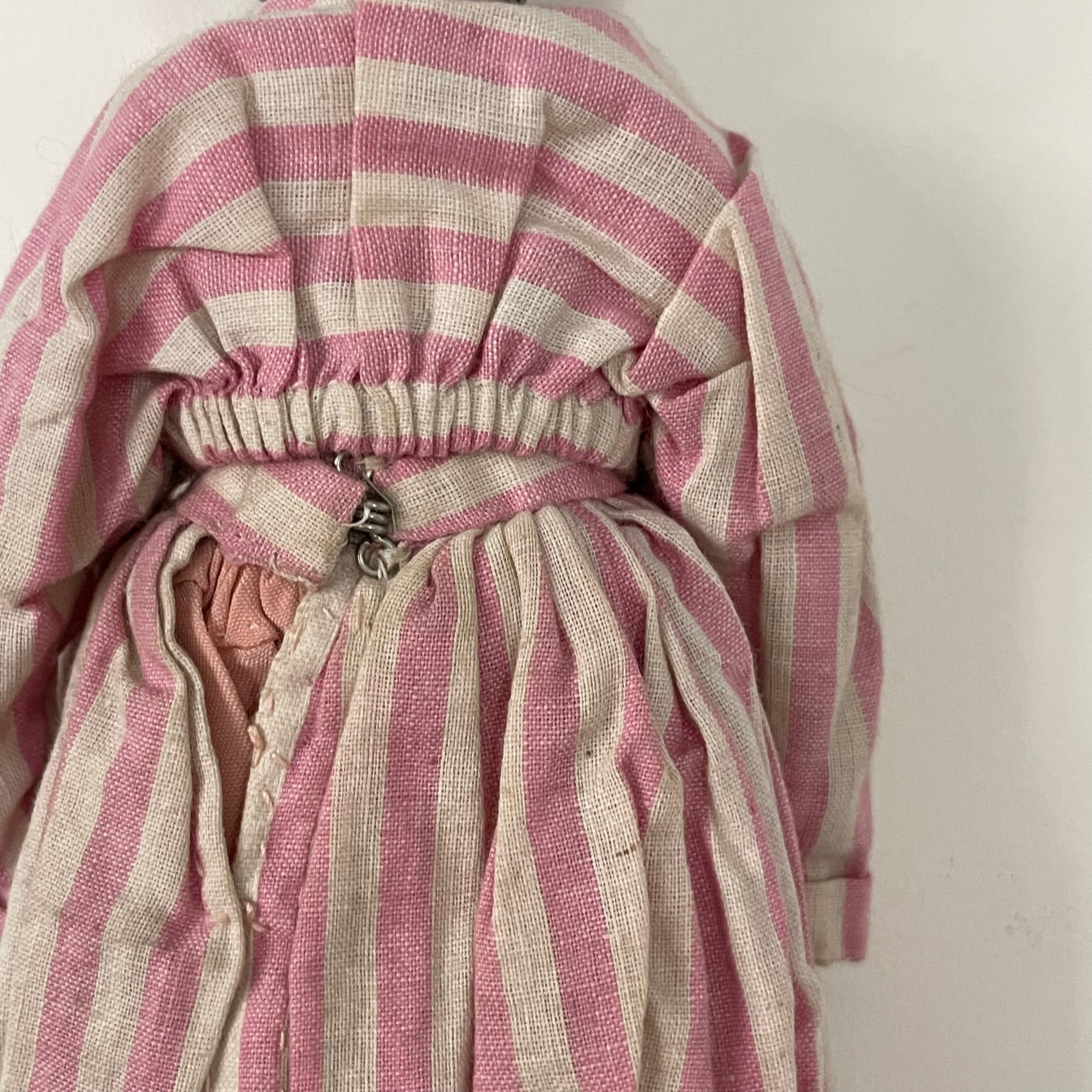 Original 19th Century Grodnertal Wooden Doll with Moulded Hair and Hand-Sewn Clothing