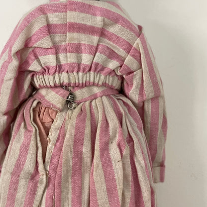 Original 19th Century Grodnertal Wooden Doll with Moulded Hair and Hand-Sewn Clothing