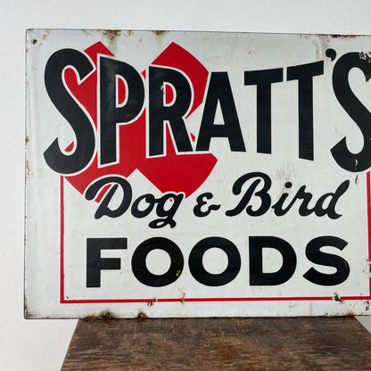 Original Spratt’s Dog &amp; Bird Foods Enamel Advertising Sign – Mid 20th Century
