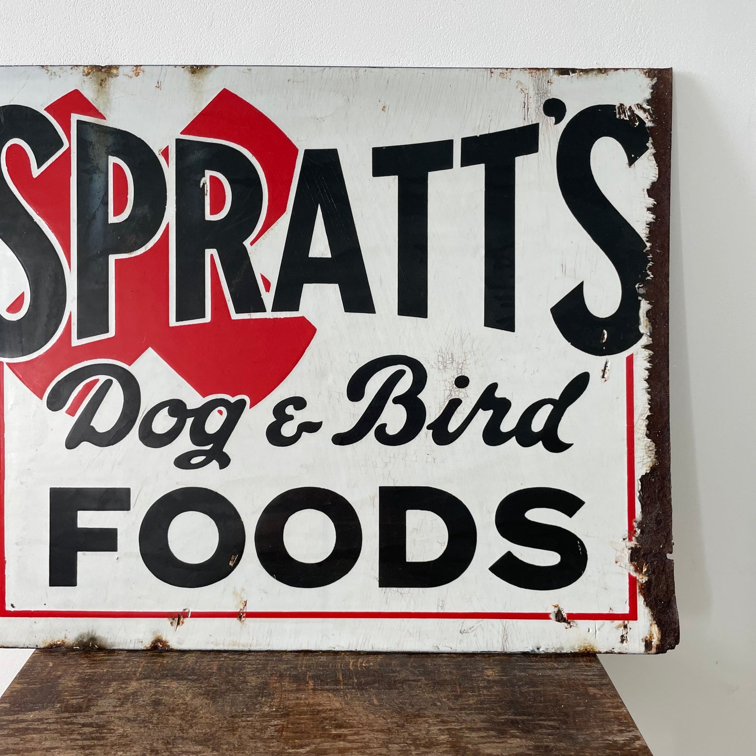 Original Spratt’s Dog &amp; Bird Foods Enamel Advertising Sign – Mid 20th Century