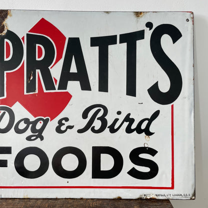 Original Spratt’s Dog &amp; Bird Foods Enamel Advertising Sign – Mid 20th Century
