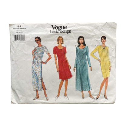 Vogue 1921 Womens Size 12-16 Petite Dress FF