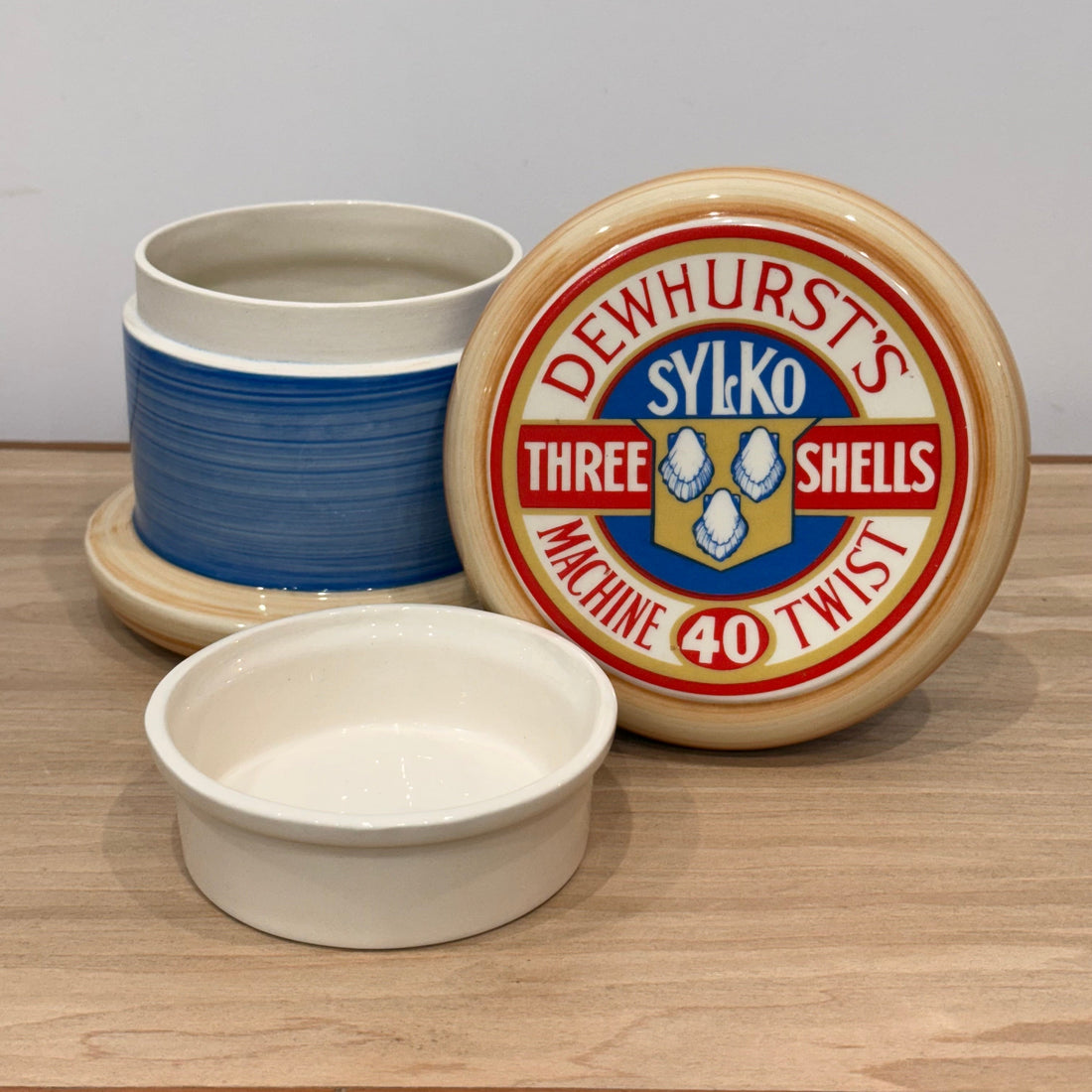 Vintage Dewhurst’s Sylko Thread Spool Ceramic Storage Jar – Hobbs Welch Design 1980