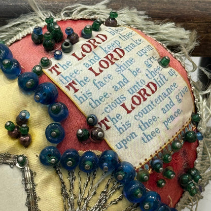 WW1 Beaded Heart Pin Cushion – Lincolnshire Regiment 10th Foot – Egypt Sphinx