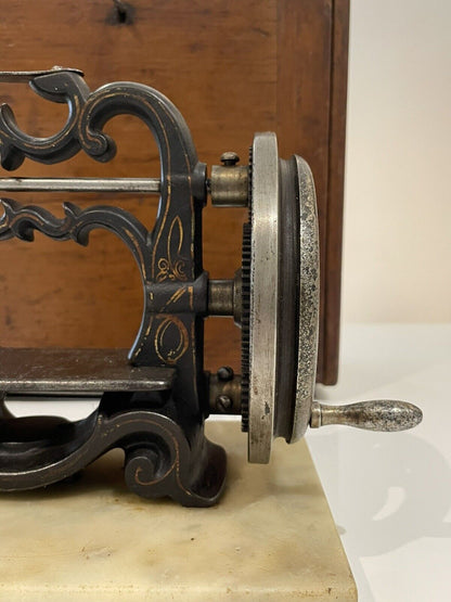 Antique 19th Century Charles Raymond Cast Iron Hand-Cranked Sewing Machine