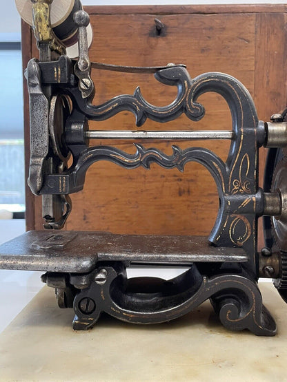 Antique 19th Century Charles Raymond Cast Iron Hand-Cranked Sewing Machine