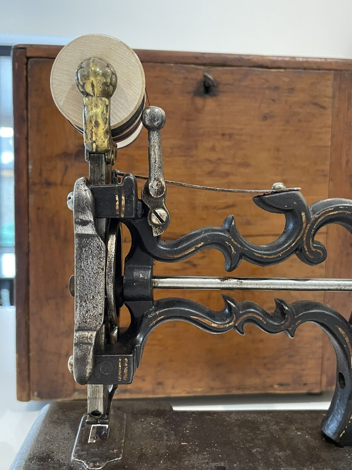 Antique 19th Century Charles Raymond Cast Iron Hand-Cranked Sewing Machine