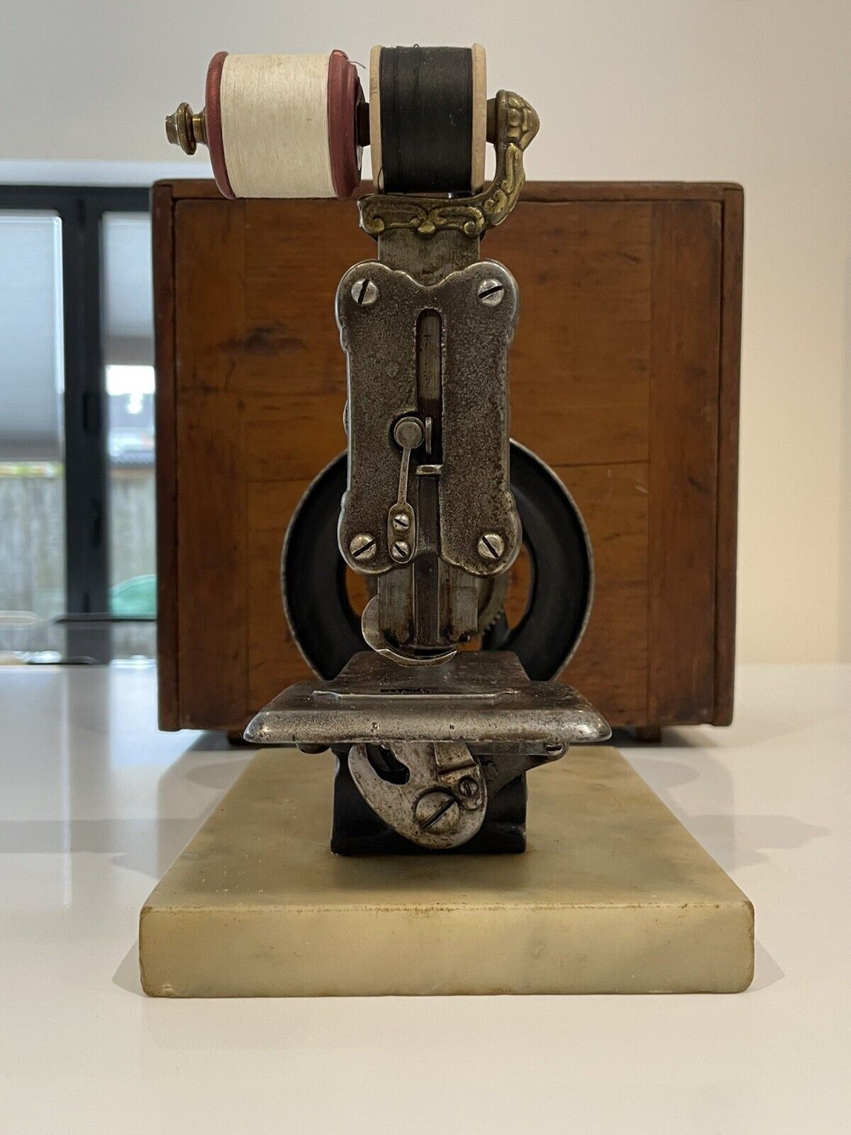 Antique 19th Century Charles Raymond Cast Iron Hand-Cranked Sewing Machine
