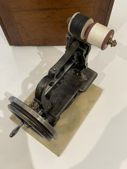 Antique 19th Century Charles Raymond Cast Iron Hand-Cranked Sewing Machine
