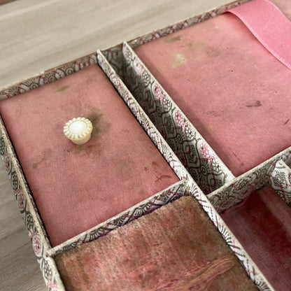 Antique Papier Mâché Sewing Box with Mother-of-Pearl Reels (c.1840)