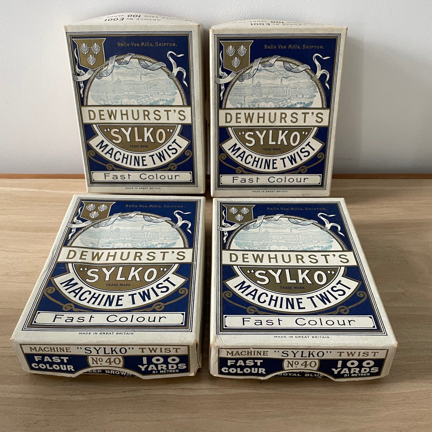 Collection of Dewhurst Sylko Machine Twist Thread Boxes – 1920s to 1970s