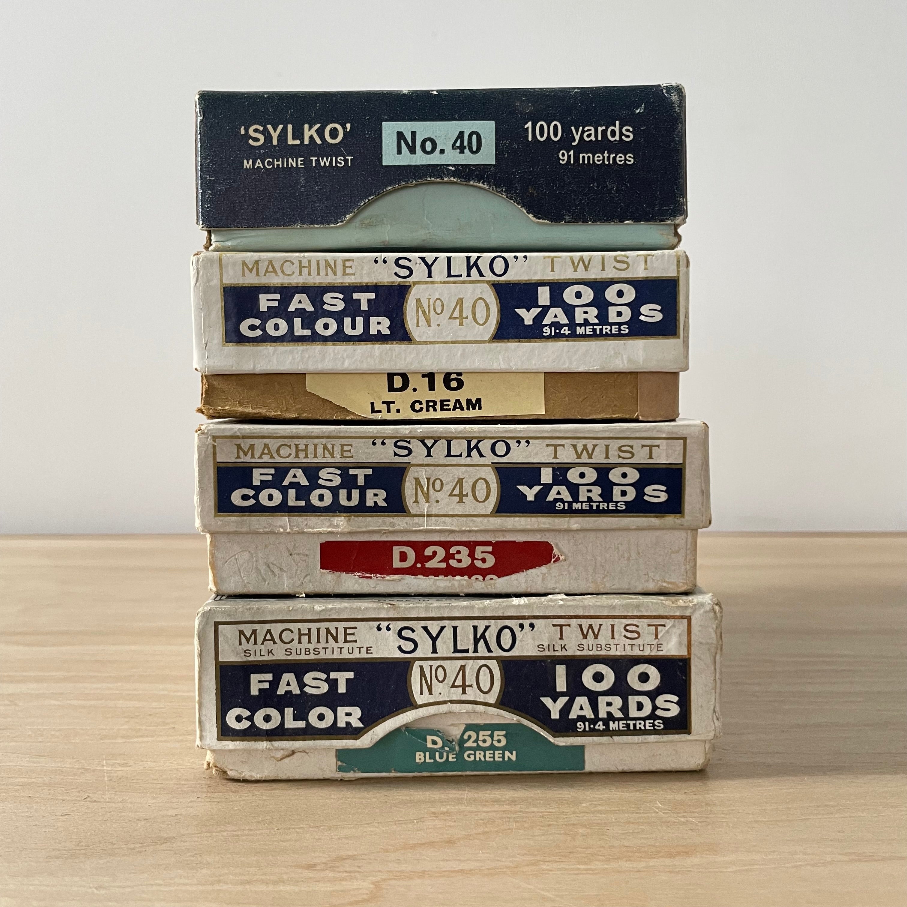 Collection of Dewhurst Sylko Machine Twist Thread Boxes – 1920s to 1970s