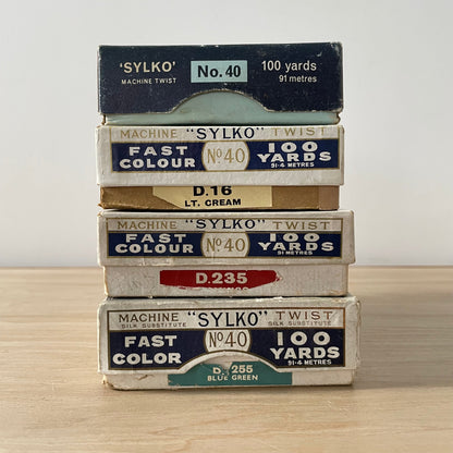 Collection of Dewhurst Sylko Machine Twist Thread Boxes – 1920s to 1970s
