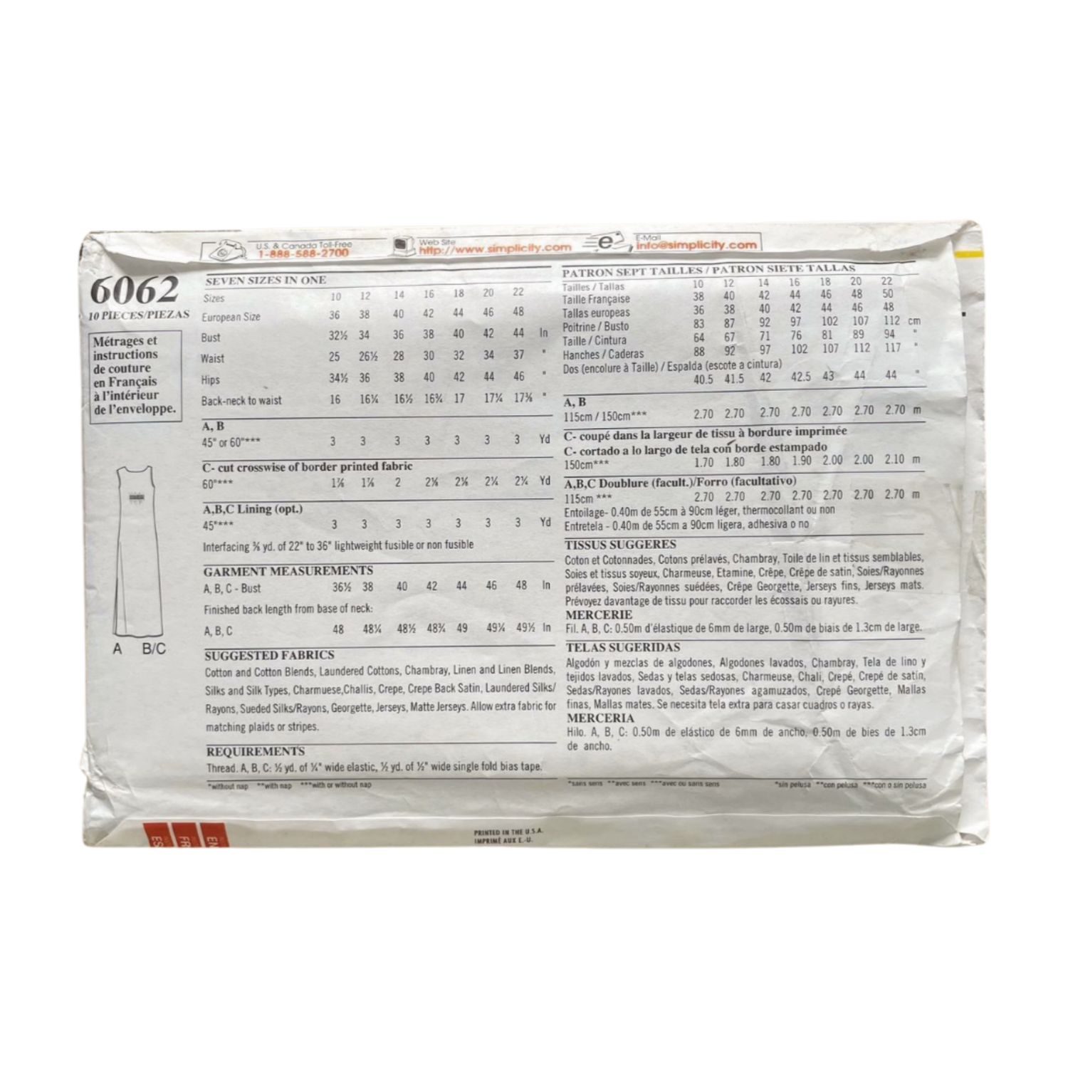 New Look 6062 Womens Size 18-20 Dress FF