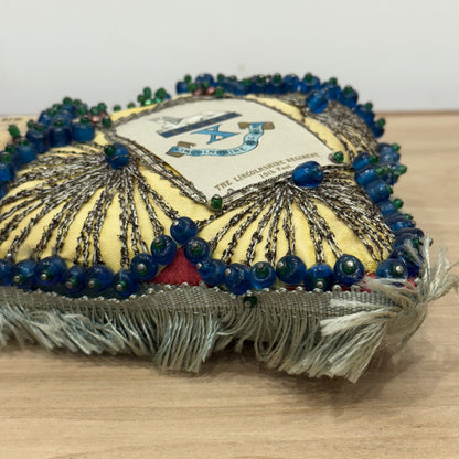 WW1 Beaded Heart Pin Cushion – Lincolnshire Regiment 10th Foot – Egypt Sphinx