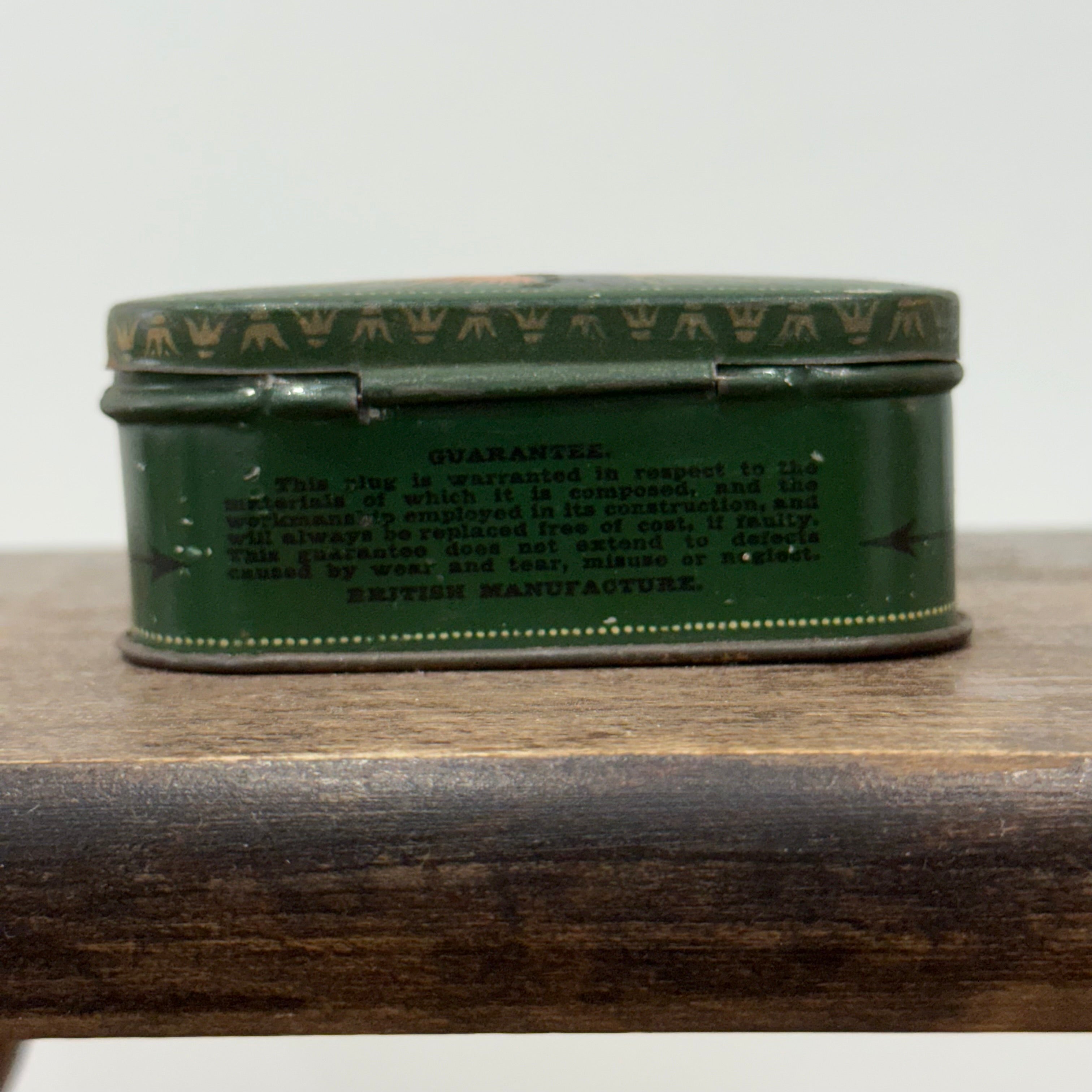 Vintage Sphinx Spark Plug Tin – Green Lithographed Advertising Box – British Manufacture