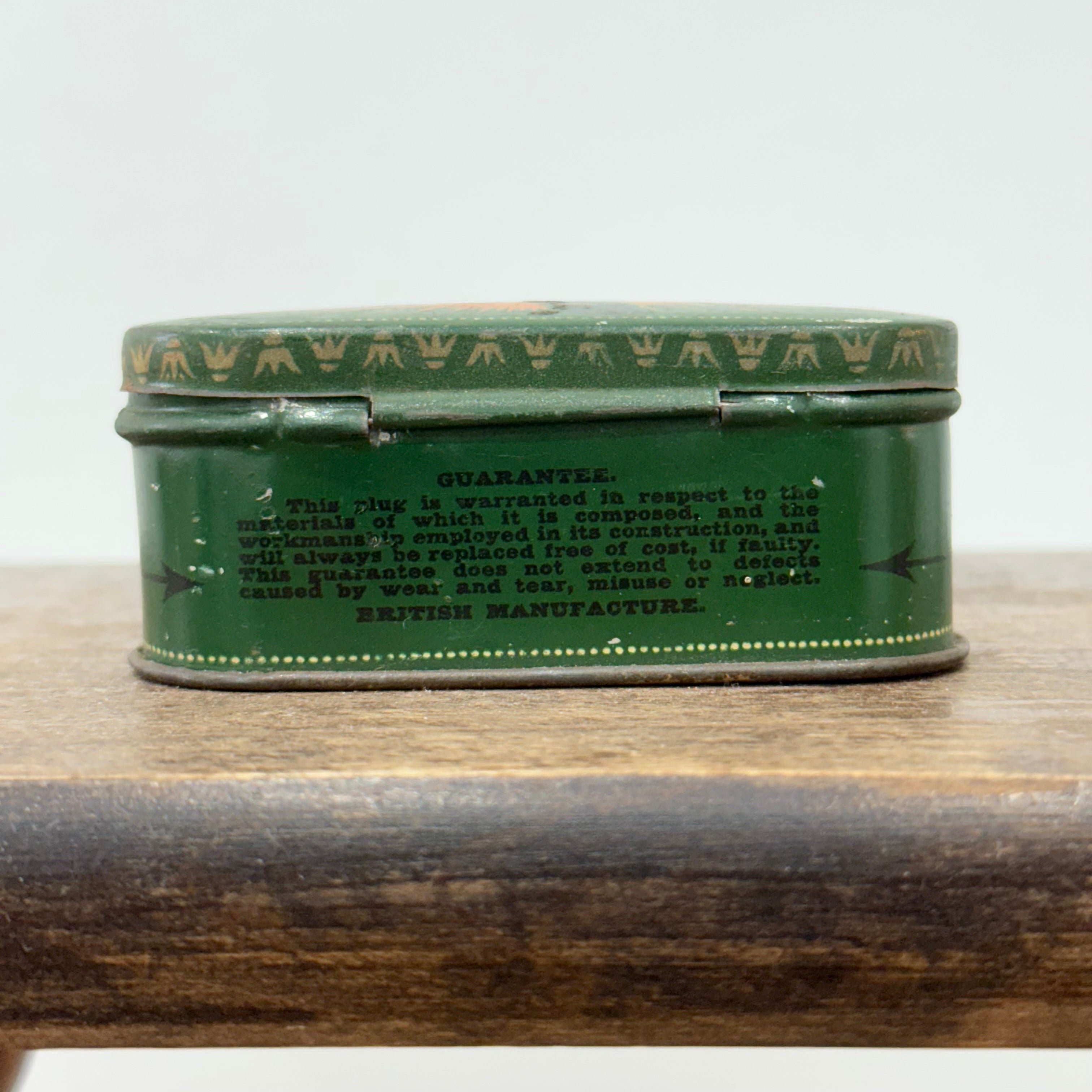 Vintage Sphinx Spark Plug Tin – Green Lithographed Advertising Box – British Manufacture