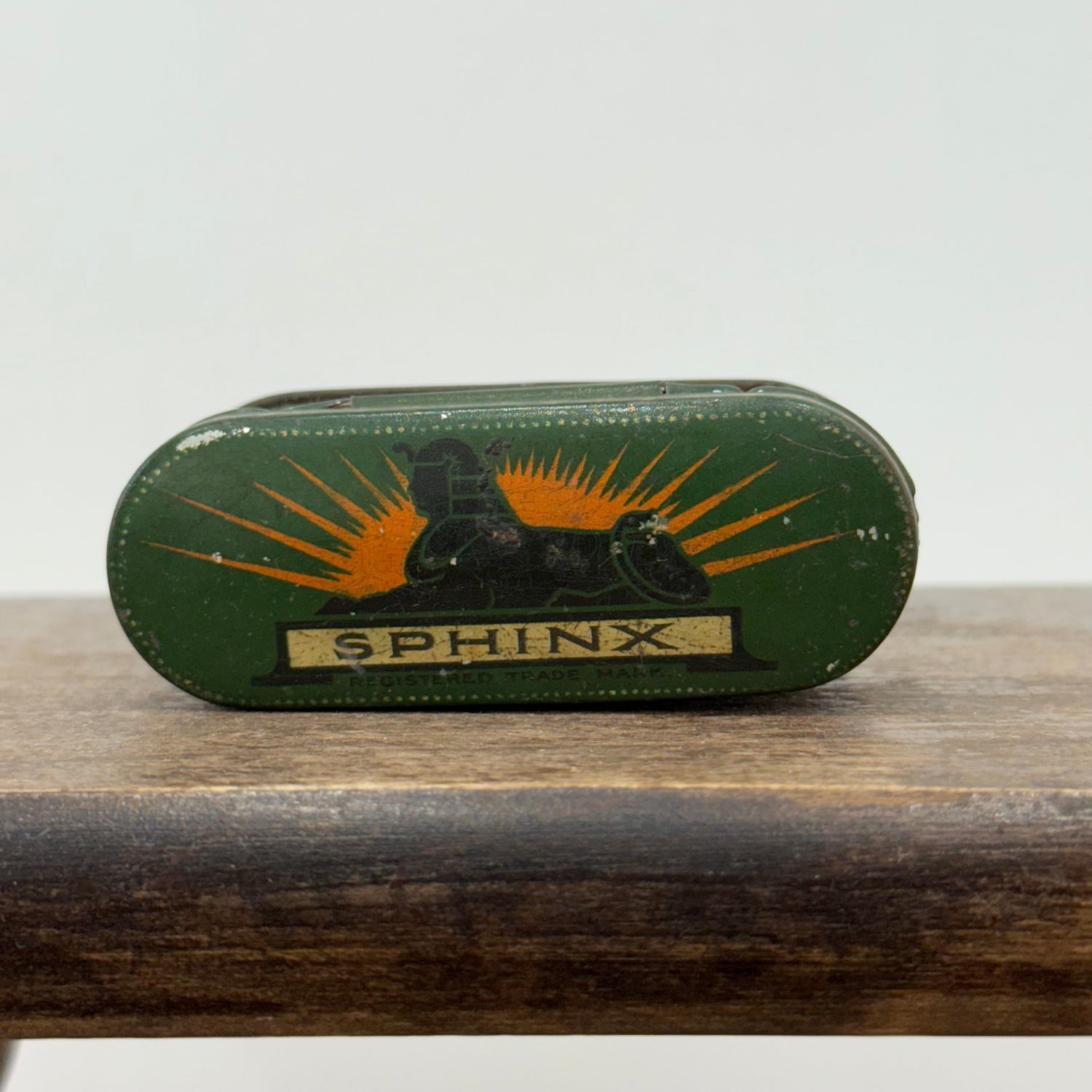 Vintage Sphinx Spark Plug Tin – Green Lithographed Advertising Box – British Manufacture